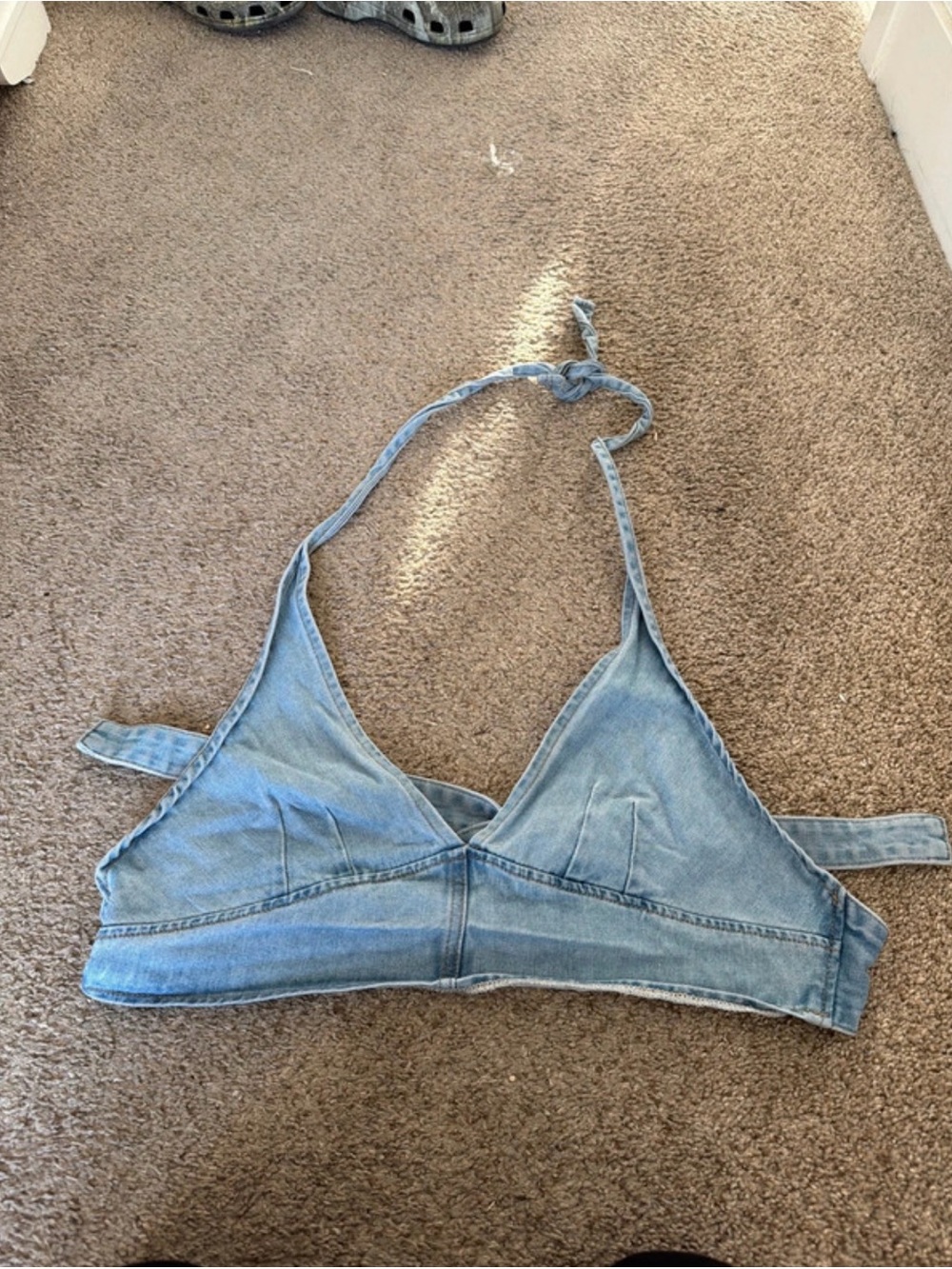 SHEIN Light Blue Denim Halter Bralette